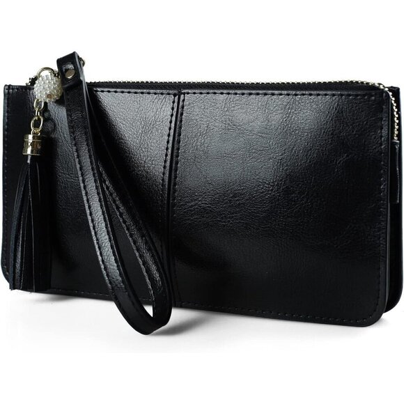 ❤️ Leather Wristlet Clutch for Women Ultra-Slim Ladies Credit Card Holder Wallet - Picture 1 of 9